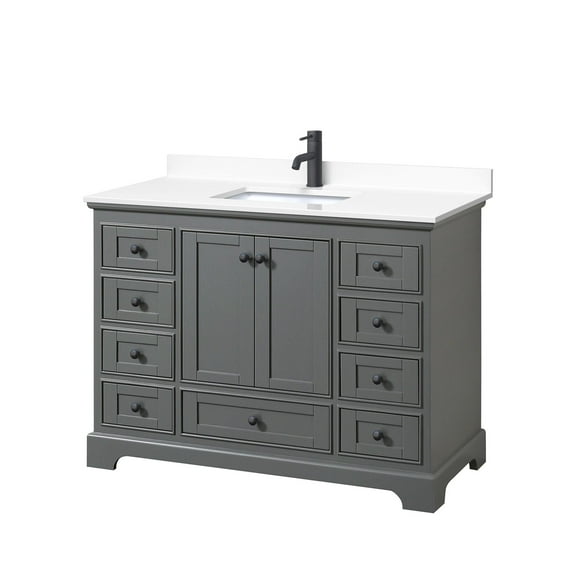 Wyndham Collection WCS202048SGBWCUNSMXX Deborah 48" Free Standing Single Basin Vanity Set