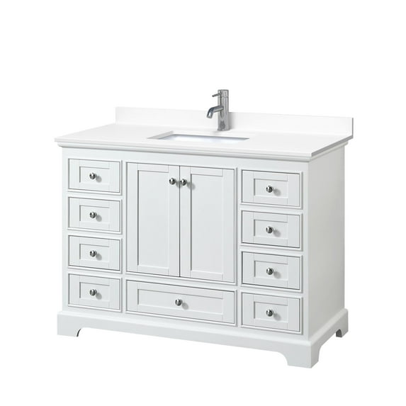 Wyndham Collection WCS202048SWHWCUNSMXX Deborah 48" Free Standing Single Basin Vanity Set
