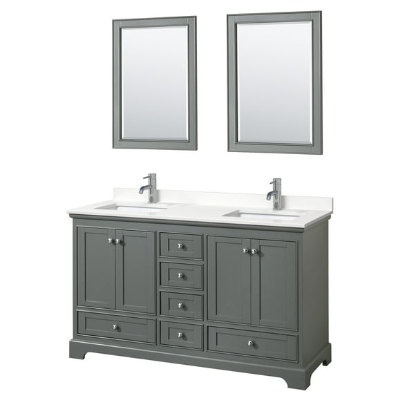 Wyndham Collection Wcs202060d-Qtz-Unsm24 Deborah 60" Free Standing Double Basin Vanity Set