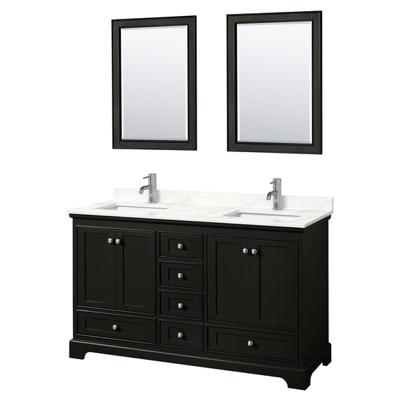 Wyndham Collection WCS202060DDEGTUNSM24 Deborah 60" Free Standing Double Basin Vanity Set