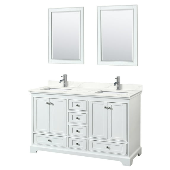 Wyndham Collection Wcs202060d-Qtz-Unsm24 Deborah 60" Free Standing Double Basin Vanity Set