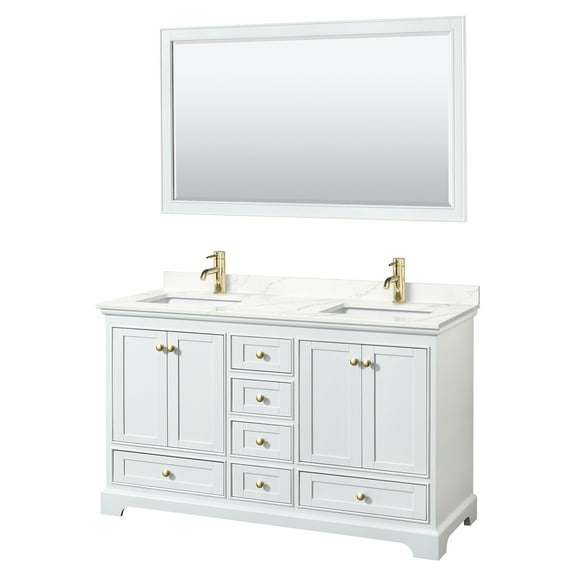 Wyndham Collection WCS202060DWGGTUNSM58 Deborah 60" Free Standing Double Basin Vanity Set