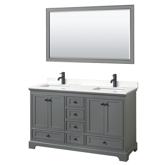 Wyndham Collection WCS202060DGBWQUNSM58 Deborah 60" Free Standing Double Basin Vanity Set