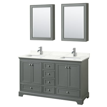 Wyndham Collection Wcs202060d-Qtz-Unsmed Deborah 60" Free Standing Double Basin Vanity Set