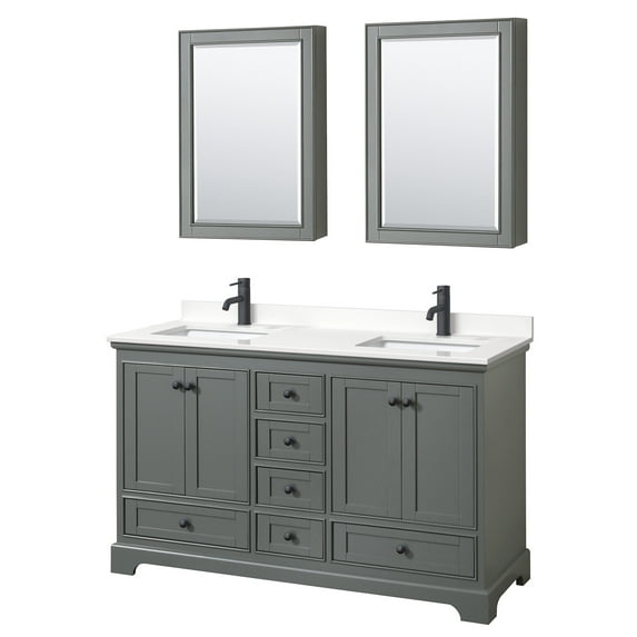 Wyndham Collection Wcs202060d-Qtz-Unsmed Deborah 60" Free Standing Double Basin Vanity Set