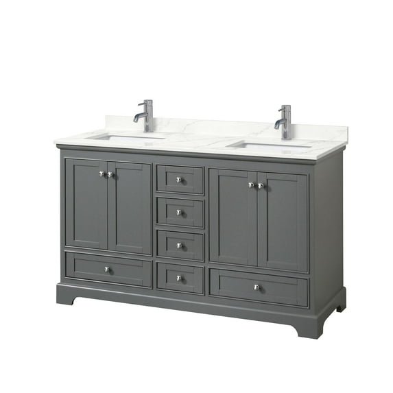 Wyndham Collection WCS202060DKGGTUNSMXX Deborah 60" Free Standing Double Basin Vanity Set