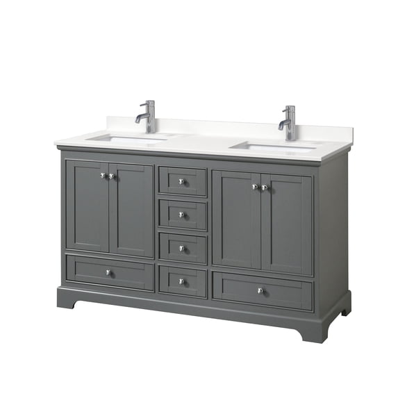 Wyndham Collection WCS202060DKGWQUNSMXX Deborah 60" Free Standing Double Basin Vanity Set