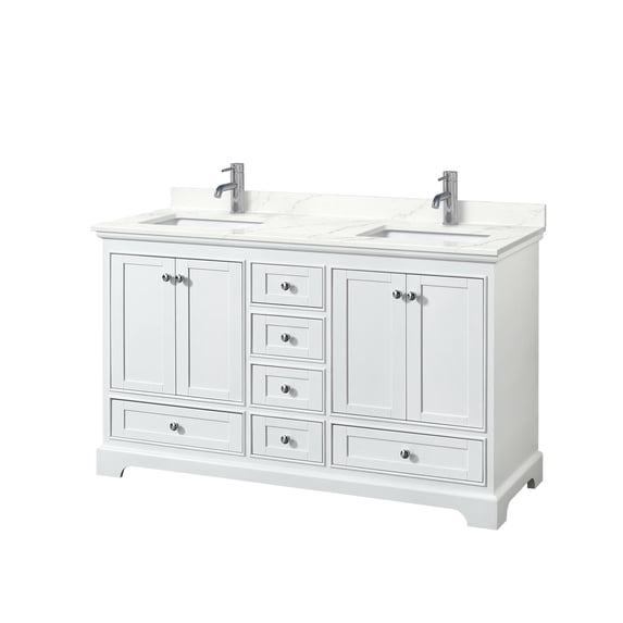 Wyndham Collection WCS202060DWHGTUNSMXX Deborah 60" Free Standing Double Basin Vanity Set