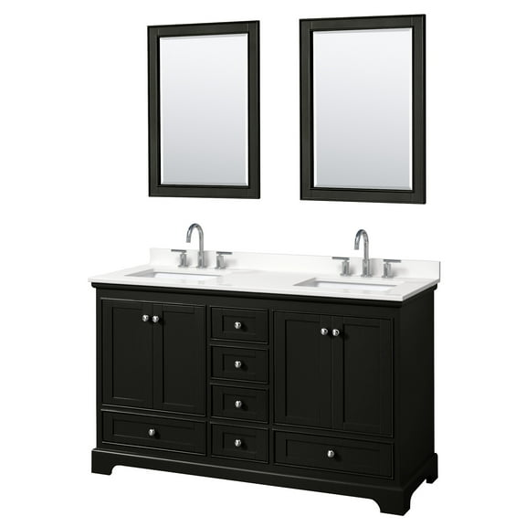 Wyndham Collection Wcs202060d-Qtz-Us3m24 Deborah 60" Free Standing Double Basin Vanity Set