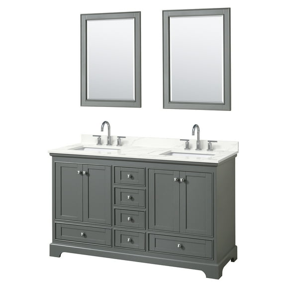 Wyndham Collection Wcs202060d-Qtz-Us3m24 Deborah 60" Free Standing Double Basin Vanity Set
