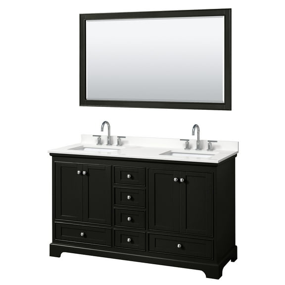 Wyndham Collection Wcs202060d-Qtz-Us3m58 Deborah 60" Free Standing Double Basin Vanity Set