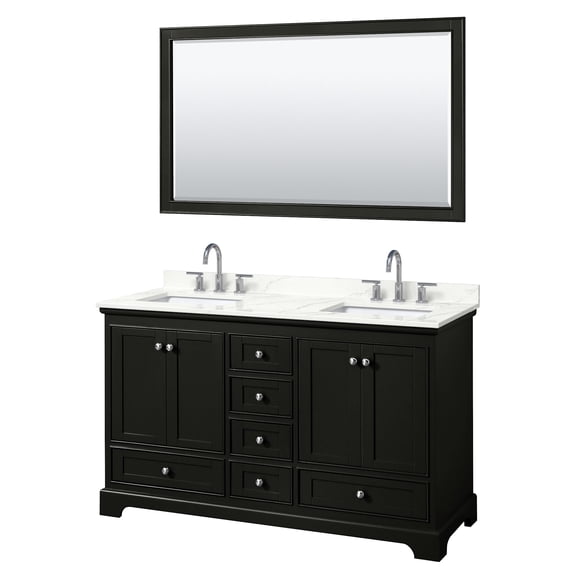 Wyndham Collection WCS202060DDEGTUS3M58 Deborah 60" Free Standing Double Basin Vanity Set