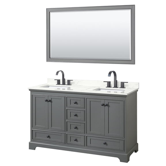 Wyndham Collection Wcs202060d-Qtz-Us3m58 Deborah 60" Free Standing Double Basin Vanity Set
