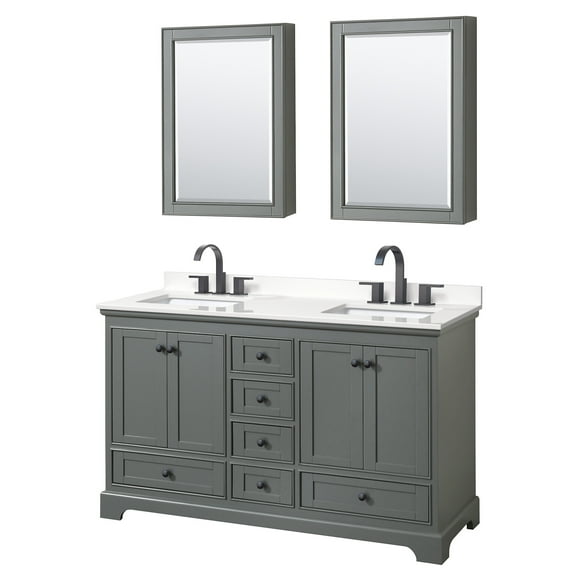 Wyndham Collection Wcs202060d-Qtz-Us3med Deborah 60" Free Standing Double Basin Vanity Set