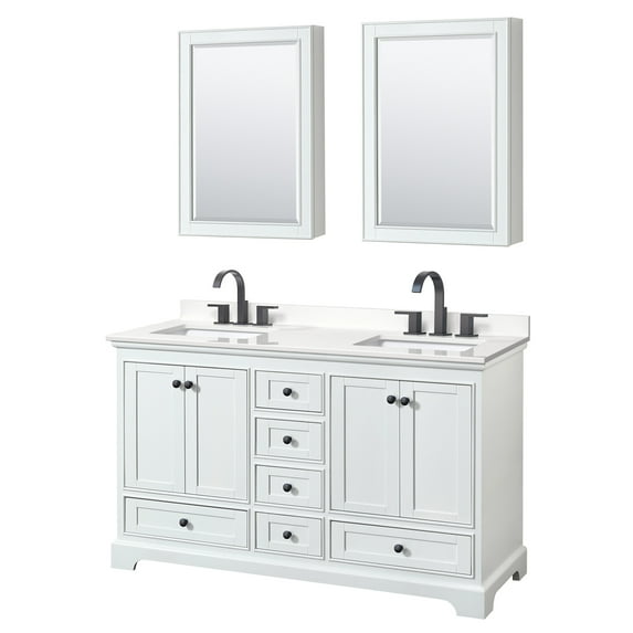 Wyndham Collection Wcs202060d-Qtz-Us3med Deborah 60" Free Standing Double Basin Vanity Set