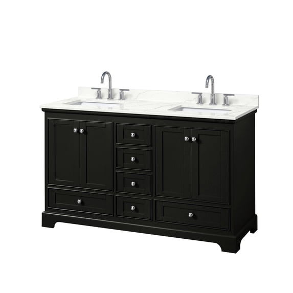 Wyndham Collection WCS202060DDEGTUS3MXX Deborah 60" Free Standing Double Basin Vanity Set