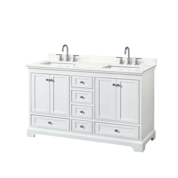 Wyndham Collection WCS202060DWHGTUS3MXX Deborah 60" Free Standing Double Basin Vanity Set