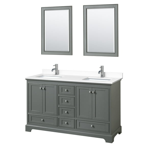 Wyndham Collection WCS202060DKGWCUNSM24 Deborah 60" Free Standing Double Basin Vanity Set