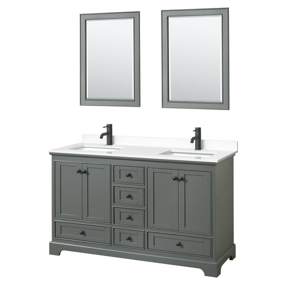 Wyndham Collection Wcs202060d-Vca-M24 Deborah 60" Free Standing Double Basin Vanity Set -