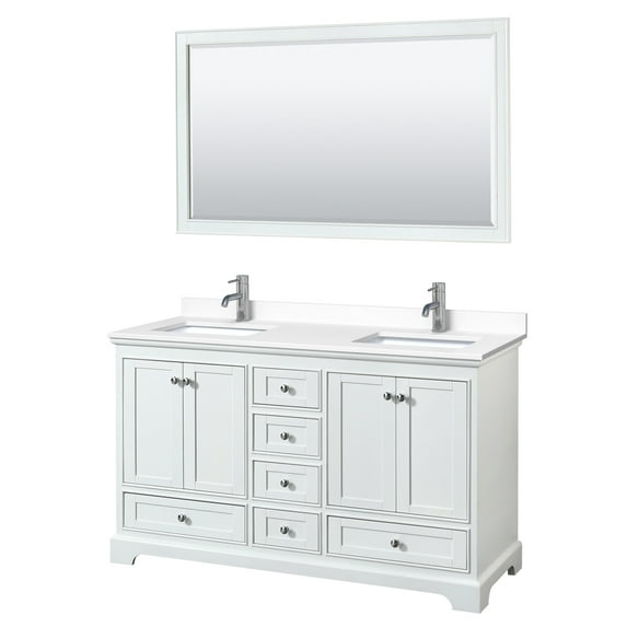 Wyndham Collection WCS202060DWHWCUNSM58 Deborah 60" Free Standing Double Basin Vanity Set
