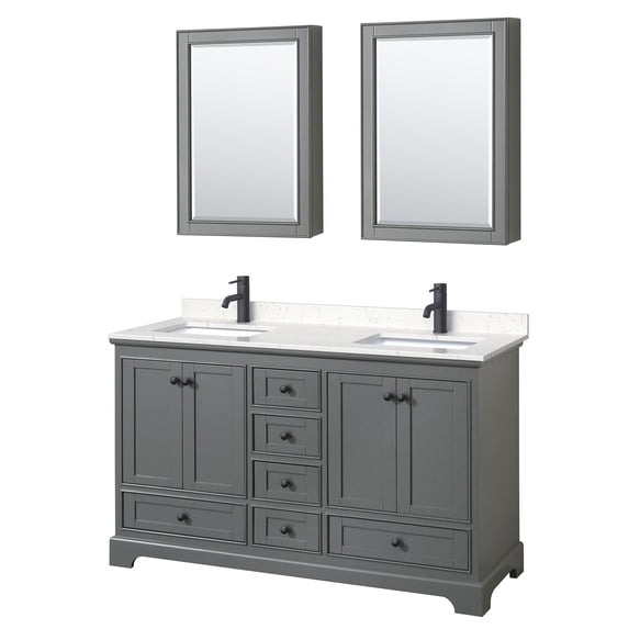 Wyndham Collection WCS202060DGBC2UNSMED Deborah 60" Free Standing Double Basin Vanity Set