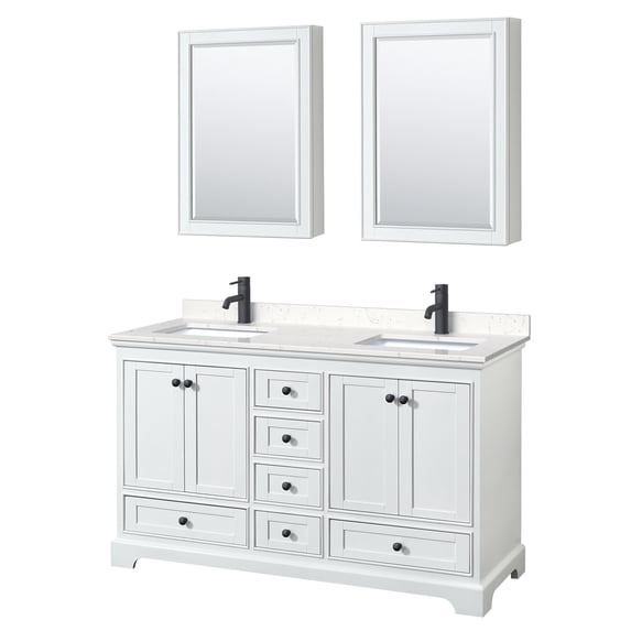 Wyndham Collection WCS202060DWBC2UNSMED Deborah 60" Free Standing Double Basin Vanity Set