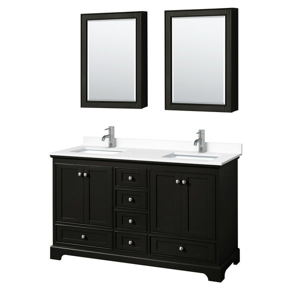Wyndham Collection Wcs202060d-Vca-Med Deborah 60" Free Standing Double Basin Vanity Set -