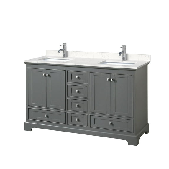 Wyndham Collection WCS202060DKGC2UNSMXX Deborah 60" Free Standing Double Basin Vanity Set