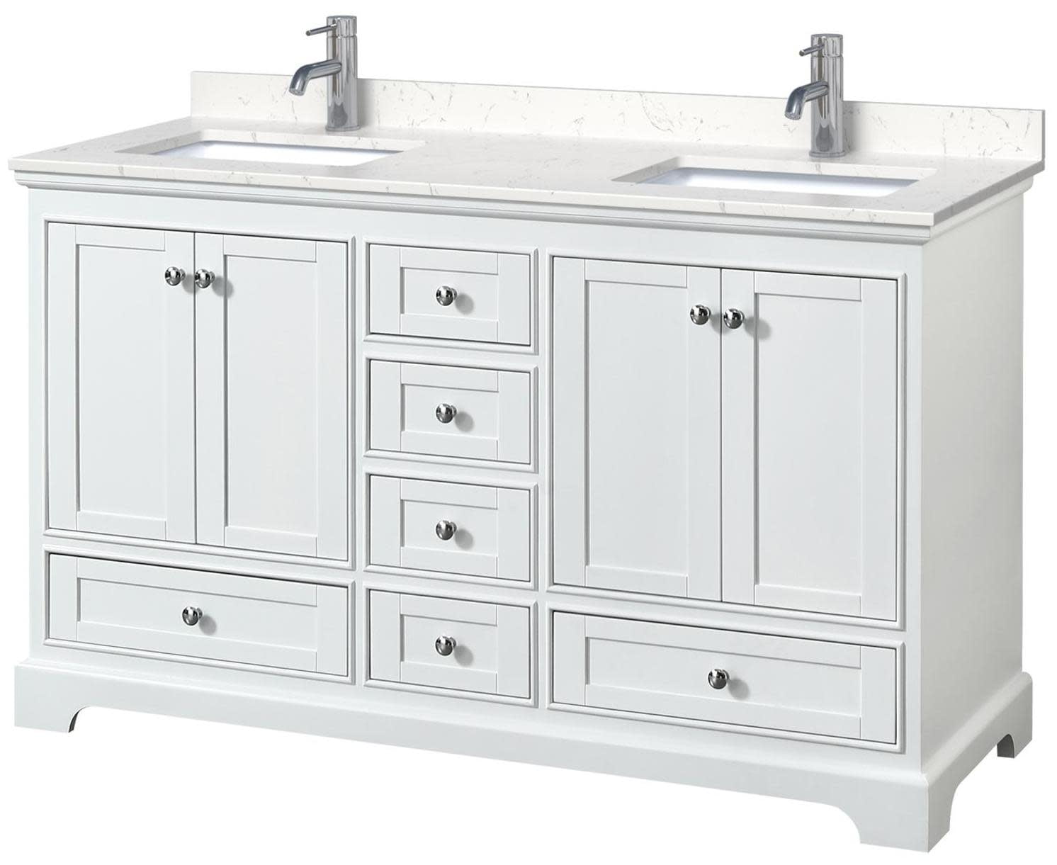 Deborah 60" White Double Vanity with Carrara Marble Top