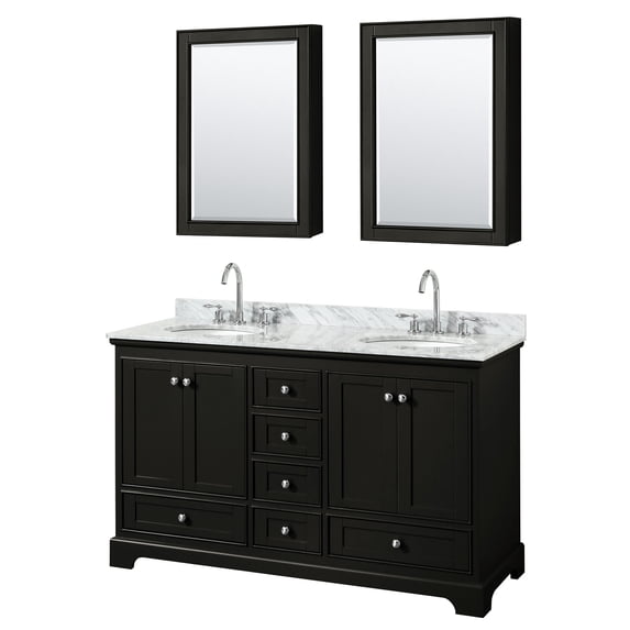 Wyndham Collection WCS202060DDECMUNOMED Deborah 60" Free Standing Double Vanity Set - Dark