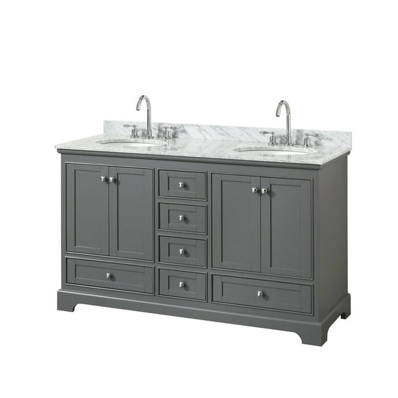 Wyndham Collection WCS202060DKGCMUNOMXX Deborah 60" Free Standing Double Vanity Set - Dark