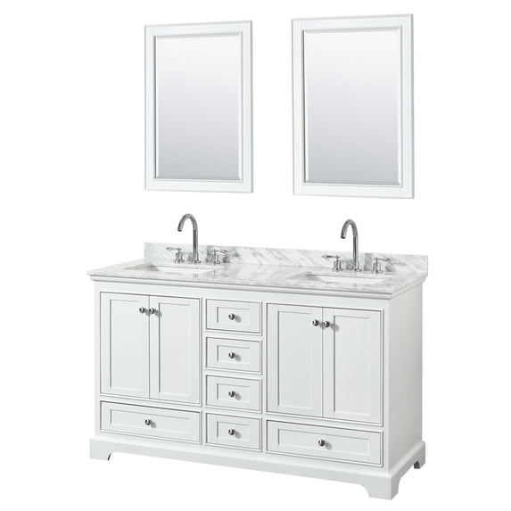 Wyndham Collection WCS202060DWHCMUNSM24 Deborah 60" Free Standing Double Vanity Set -