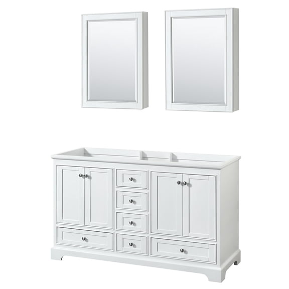 Wyndham Collection WCS202060DWHCXSXXMED Deborah 59-1/4" Double Free Standing Wood Vanity