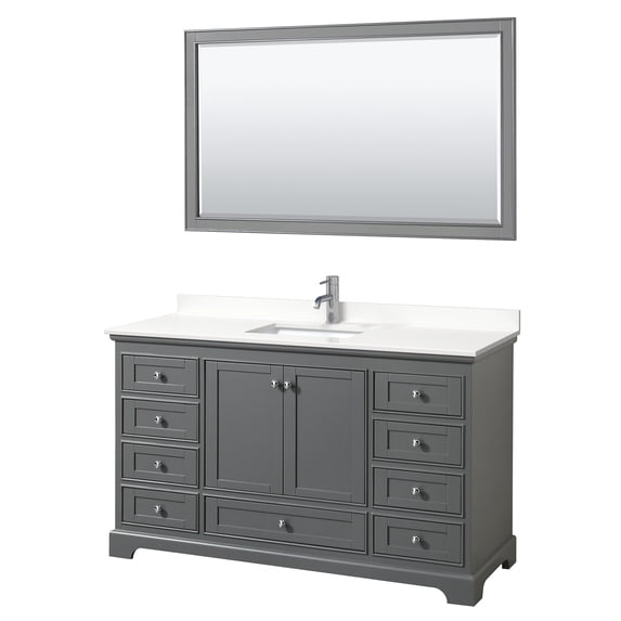 Wyndham Collection WCS202060SKGWQUNSM58 Deborah 60" Free Standing Single Basin Vanity Set
