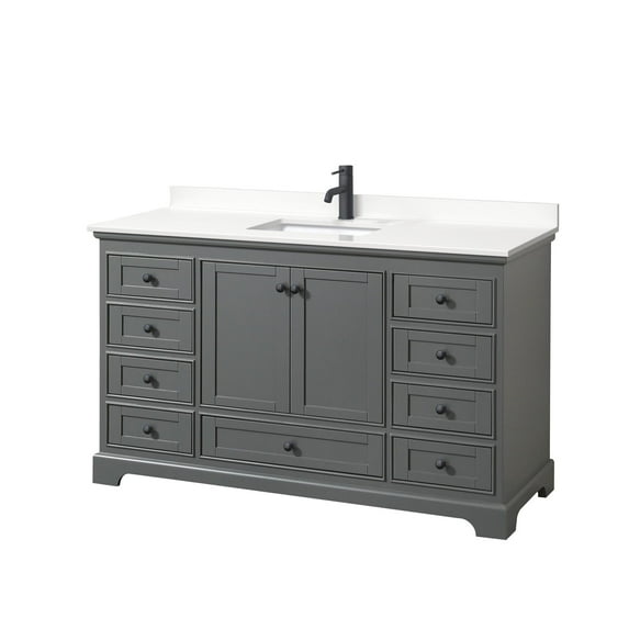 Wyndham Collection WCS202060SGBWQUNSMXX Deborah 60" Free Standing Single Basin Vanity Set