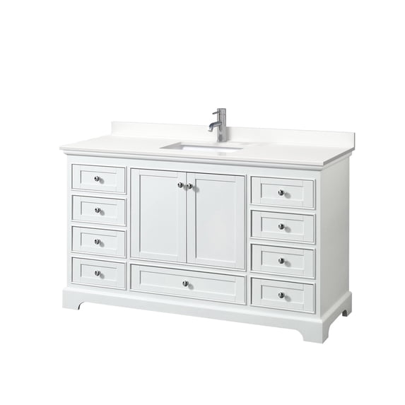Wyndham Collection WCS202060SWHWQUNSMXX Deborah 60" Free Standing Single Basin Vanity Set