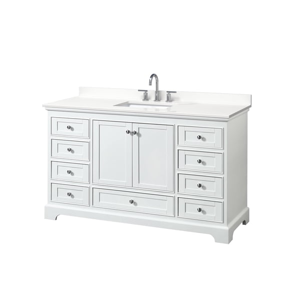 Wyndham Collection WCS202060SWHWQUS3MXX Deborah 60" Free Standing Single Basin Vanity Set