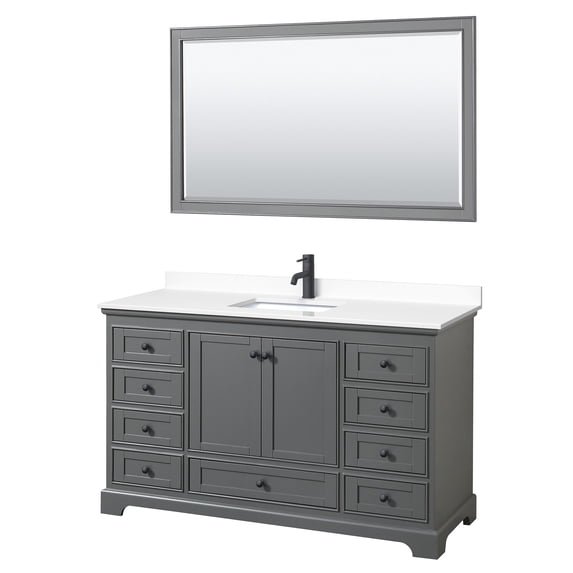 Wyndham Collection WCS202060SGBWCUNSM58 Deborah 60" Free Standing Single Basin Vanity Set