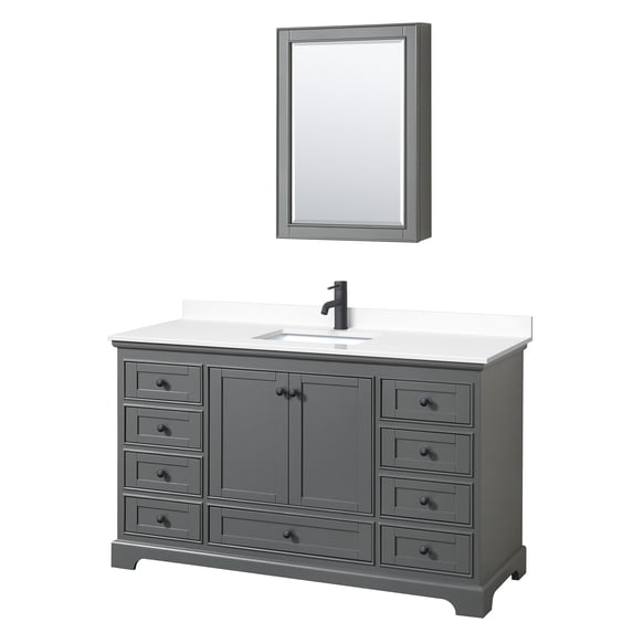 Wyndham Collection WCS202060SGBWCUNSMED Deborah 60" Free Standing Single Basin Vanity Set