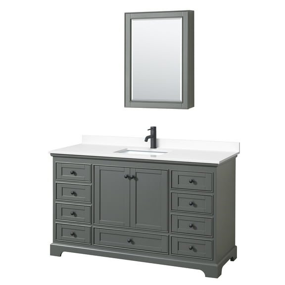 Wyndham Collection Wcs202060s-Vca-Med Deborah 60" Free Standing Single Basin Vanity Set -
