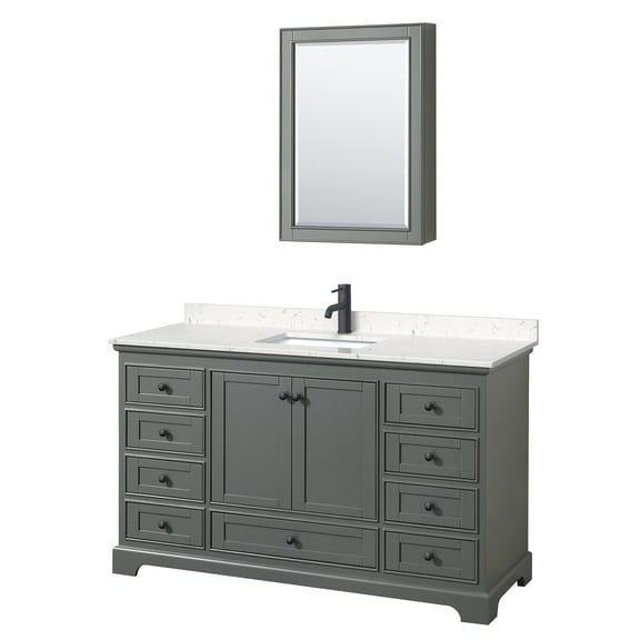 Wyndham Collection Wcs202060s-Vca-Med Deborah 60" Free Standing Single Basin Vanity Set -