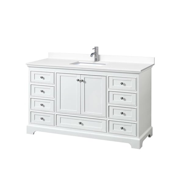 Wyndham Collection WCS202060SWHWCUNSMXX Deborah 60" Free Standing Single Basin Vanity Set