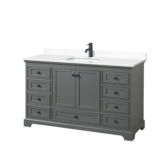 Wyndham Collection WCS202060SGBWCUNSMXX Deborah 60" Free Standing Single Basin Vanity Set