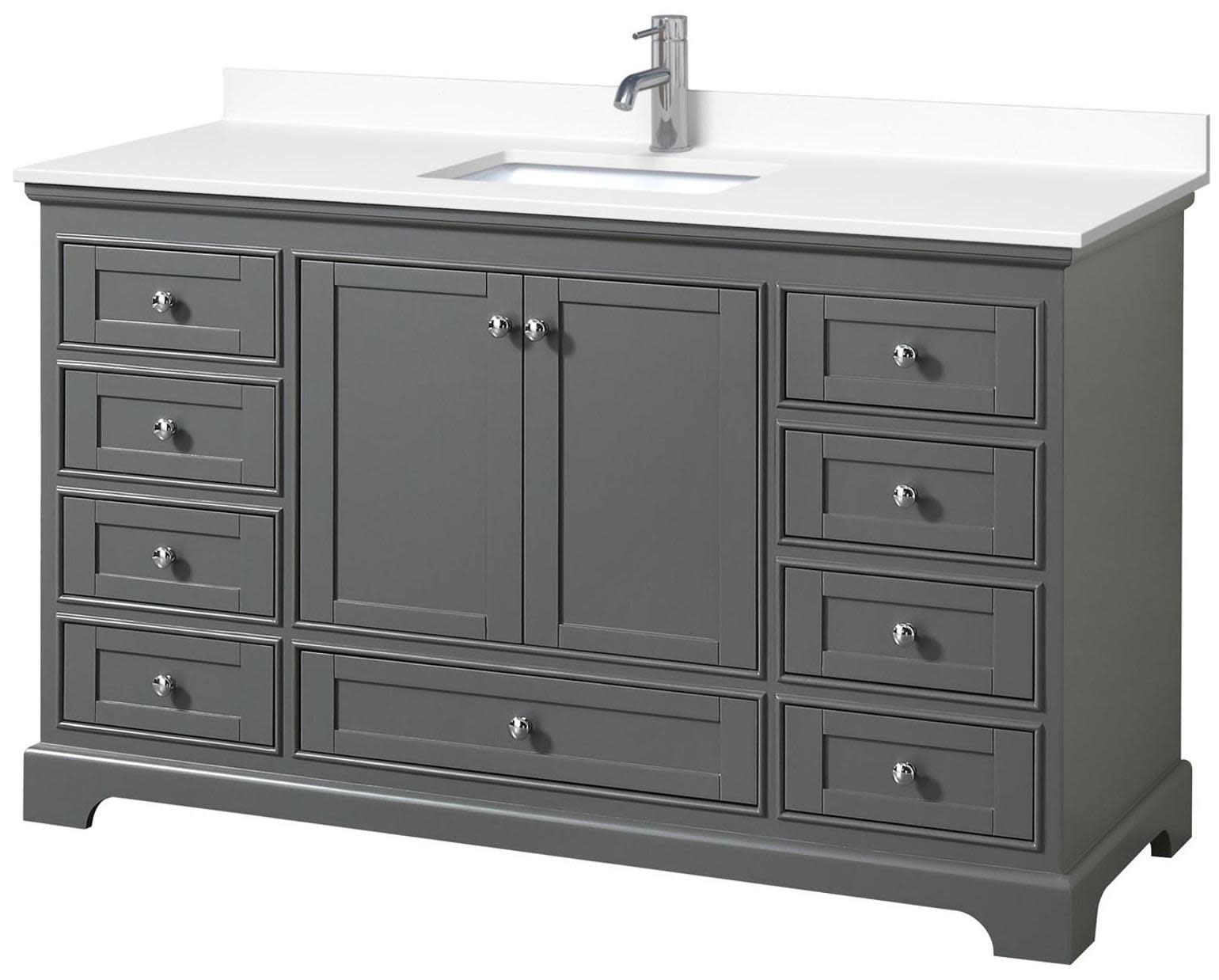 Deborah 60'' Dark Gray Single Bathroom Vanity with Marble Top