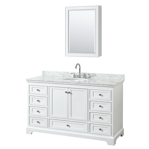 Wyndham Collection WCS202060SWHCMUNOMED Deborah 60" Free Standing Single Vanity Set -