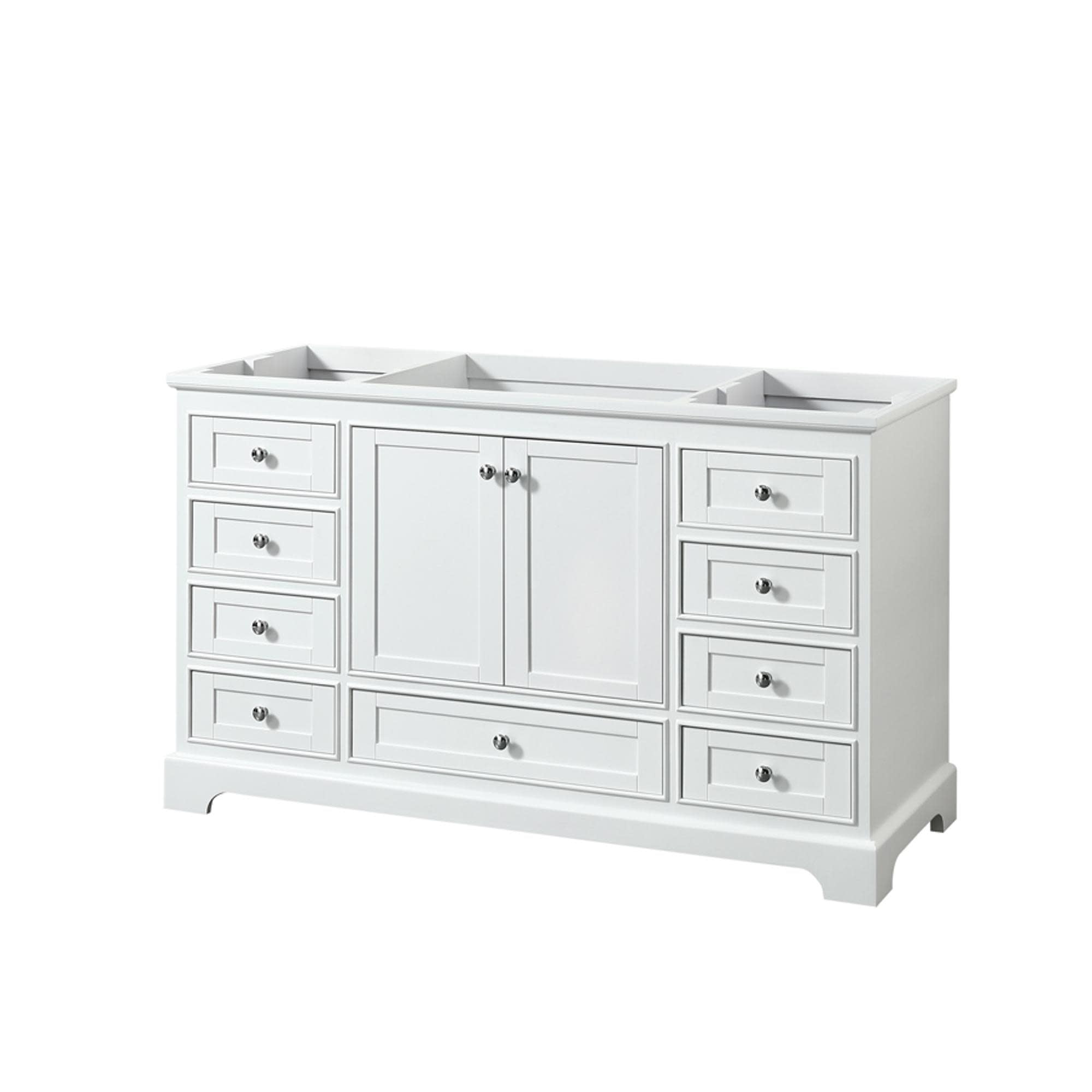 Deborah 59" White Wood Single Bathroom Vanity with Chrome Hardware