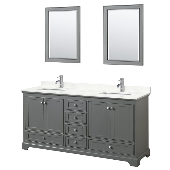 Wyndham Collection Wcs202072d-Qtz-Unsm24 Deborah 72" Free Standing Double Basin Vanity Set