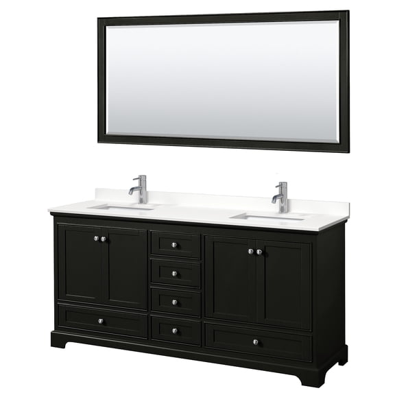 Wyndham Collection WCS202072DDEWQUNSM70 Deborah 72" Free Standing Double Basin Vanity Set