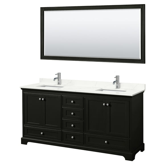 Wyndham Collection Wcs202072d-Qtz-Unsm70 Deborah 72" Free Standing Double Basin Vanity Set