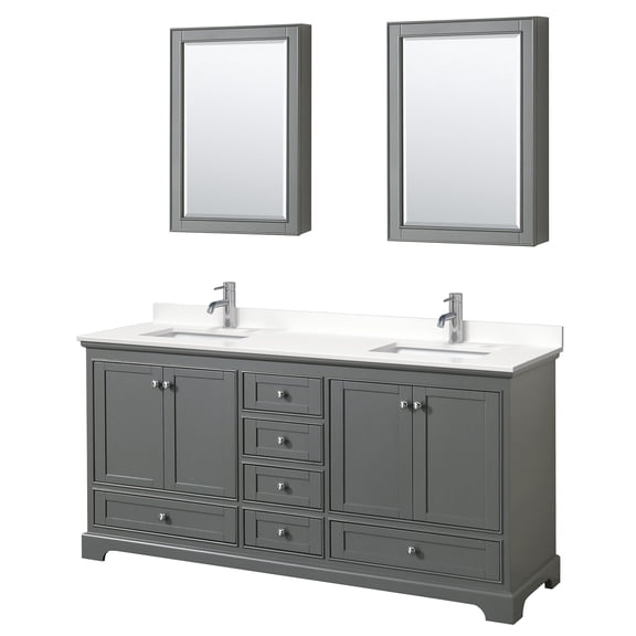 Wyndham Collection Wcs202072d-Qtz-Unsmed Deborah 72" Free Standing Double Basin Vanity Set